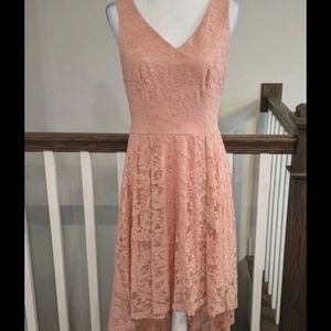 Dusty Rose Pink High Low Lace Dress